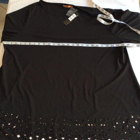 Belldini Black Laser Cut Out Blouse 208A - Picture 4 of 6